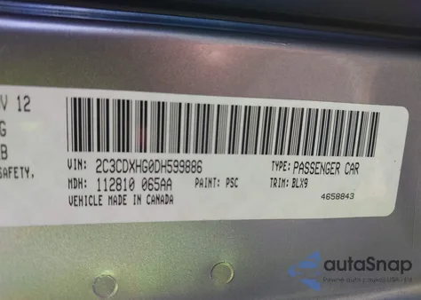 2013 Dodge Charger Sxt Plus из США, поврежденный, VIN 2C3CDXHG0DH599886